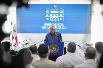El presidente de la República José Raúl Mulino este jueves 26 de febrero, en Puerto Armuelles (Chiriquí).
