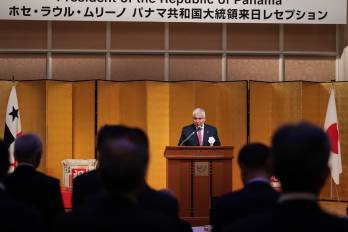 El presidente de la República, José Raúl Mulino, en su último evento dentro de su gira comercial por Japón.