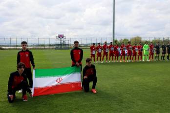 Jugadores de la selección de Irán durante un partido amistoso.