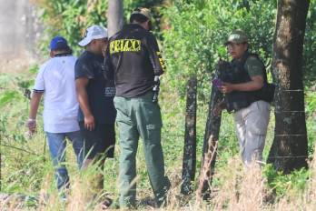 Integrantes de la Policía de Bolivia investigan una explosión de dinamita cerca del lugar donde el candidato de alianza Popular, Andrónico Rodríguez, votará en las elecciones generales este domingo, en Entre Ríos.
