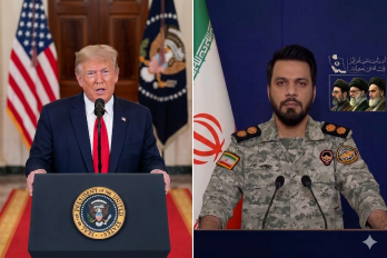 El presidente de Estados Unidos, Donald Trump y el portavoz militar de Irán, Ebrahim Zolfaghari.