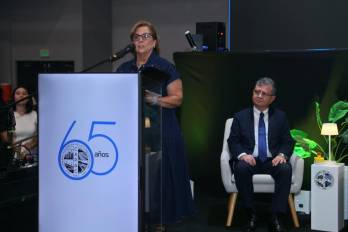 La presidenta de Capac, Irene Orillac de Simone, durante el acto inaugural de la 39.ª edición de la feria Expo CAPAC 2026.