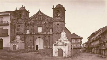 Iglesia de la Merced (antes de ser repellada), Eadweard Muybridge, 1875.