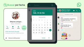 WhatsApp activa una función para buscar mensajes por fecha. Imagen facilitada por WhatsApp.