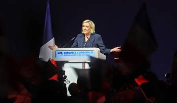 La expresidenta del grupo parlamentario francés de extrema derecha Rassemblement National (RN), Marine Le Pen.
