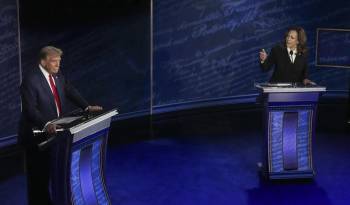 El candidato presidencial republicano Donald J. Trump (Izq.) y la candidata presidencial demócrata a la vicepresidenta de Estados Unidos, Kamala Harris.