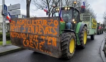Convoy de agricultores del mercado mayorista de Rungis, al sur de París, en febrero de 2024.