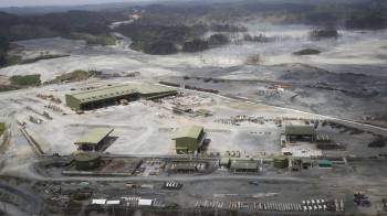 Fotografía aérea del proyecto Minera Panamá, filial de la canadiense First Quantum Minerals (FQM), el 10 de diciembre de 2023, en Donoso.