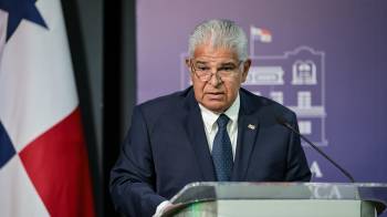 El presidente de la República, José Raúl Mulino, durante su conferencia semanal, de este jueves 24 de abril.