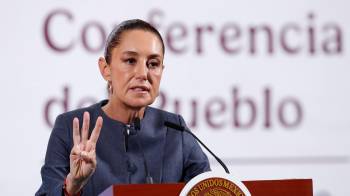 La presidenta de México Claudia Sheinbaum, durante una conferencia en el Palacio Nacional.
