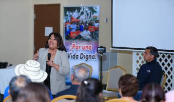 Maribel Gordón y Ricardo Lombana, candidatos a la Presidencia, hablaron con los trabajadores organizados.