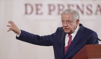 Presidente de México, Andrés Manuel López Obrador, participa en su conferencia matutina este miércoles, en el Palacio Nacional de la Ciudad de México (México).