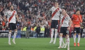 Jugadores de River Plate durante un partido de la Copa Libertadores.