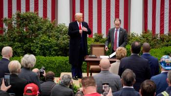 El presidente de EE.UU., Donald Trump, durante el anuncio de aranceles en el Jardín de las Rosas de la Casa Blanca en Washington, D.C.