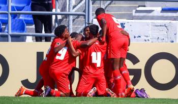 La selección de Panamá sub-20 celebrando uno de los goles ante Guatemala.