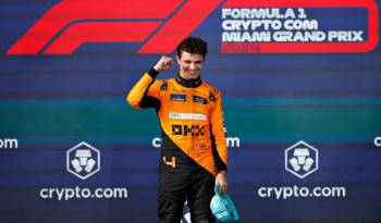El piloto de carreras, Lando Norris, quien ganó el Gran Premio de Miami este 5 de mayo.