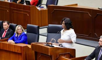 La ministra de Educación, Lucy Molinar, en su comparecencia en la Asamblea Nacional este 16 de septiembre.