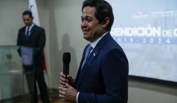 Publio De Gracia Tejada, titular de la Dirección General de Ingresos (DGI), en la rendición de cuentas de la institución 2019-2024.