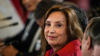 La presidenta de Perú, Dina Boluarte, en el Palacio de Gobierno en Lima (Perú).