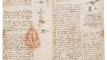 Fragmento del Códice del Vuelo de las Aves, de Leonardo Da Vinci.