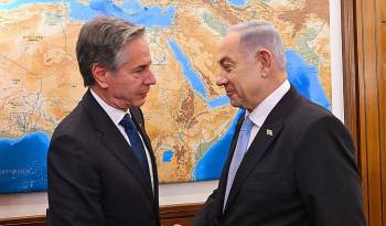 El primer ministro israelí, Benjamín Netanyahu, y el secretario de Estado estadounidense, Antony Blinken.