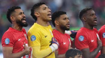 De izquierda a derecha: Aníbal Godoy, Orlando Mosquera, Carlos Harvey y José Córdoba previo al partido frente a México en la final de la Liga de Naciones de la Concacaf 2024-2025.