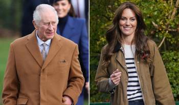 Imágenes de archivo muestran a Catalina de Gran Bretaña, Princesa de Gales, durante una visita a “Dadvengers” y al rey Carlos III durante el tradicional servicio del día de Navidad de la familia real en la iglesia de Santa María Magdalena en Sandringham el 25 de diciembre de 2023.