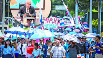 Trabajadores organizados y docentes mantienen paro laboral y realizan manifestaciones en contra de la Ley 462 de la Caja de Seguro Social.