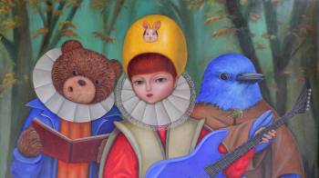 “Canción animal” (99 x79 cm, óleo en lienzo, 2025).