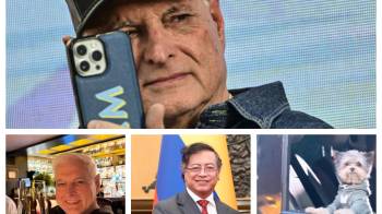 Imágenes de Ricardo Martinelli durante las elecciones, en Bogotá junta al presidente Gustavo Petro y su perro Bruno en Colombia.
