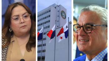 Dana Castañeda (izq), presidenta de la Asamblea Nacional y Anel Flores (Der.), Contralor de la República.