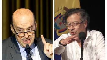 Álvaro Leyva, excanciller colombiano (izq) y Gustavo Petro, presidente de Colombia (der).