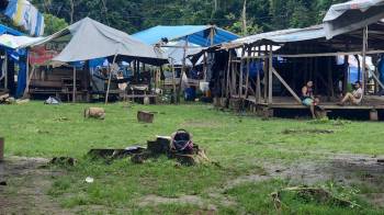 Campamento clandestino de migrantes ubicado en la comarca Emberá Wounaan.