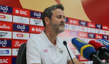 El seleccionador nacional del equipo masculino de fútbol del Panamá, el hispano-danés Thomas Christiansen, fue registrado este martes, 21 de mayo, durante rueda de prensa, en Ciudad de Panamá.