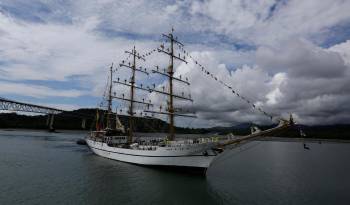 El buque Escuela Guayas, velero de entrenamiento de la Armada del Ecuador, llegó al puerto de Balboa este viernes, 18 de octubre a ciudad de Panamá.