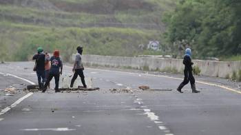 Ngäbe-Buglé se enfrentaron con la Policía Nacional en rechazo a la ley de Caja del Seguro Social este 12 de mayo en la zona de Ojo de Agua.