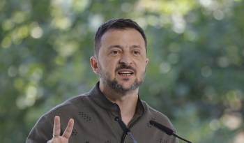 El presidente ucraniano, Volodímir Zelenski, en conferencia de prensa.