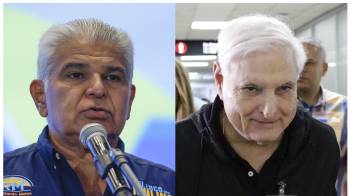 Combo de dos fotografías de archivo del actual presidente de Panamá, José Raúl Mulino (i), y el expresidente del mismo país Ricardo Martinelli (2009-2014).