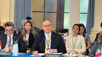 Carlos Guevara Mann, viceministro de Asuntos Multilaterales y de Cooperación, durana la reunión en la OEA.