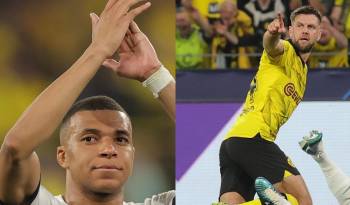 El jugador francés Kylian Mbappé (i.) y el delantero alemán, Niclas Füllkrug (d.).