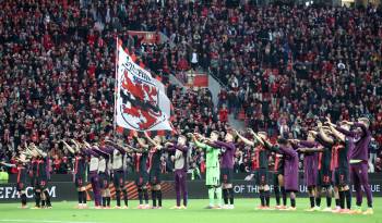 Jugadores del Bayer Leverkusen celebrando su triunfo ante el West Ham.