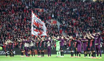 Jugadores del Bayer Leverkusen celebrando su triunfo ante el West Ham.