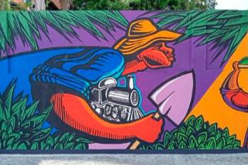 Mural de Martanoemí Noriega en el Museo Afroantillano de Panamá