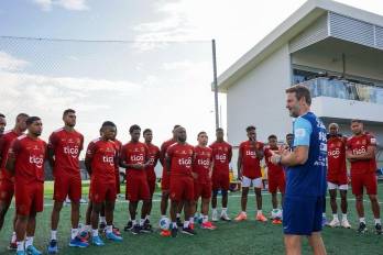 Jugadores de la selección de Panamá previo al entrenamiento.