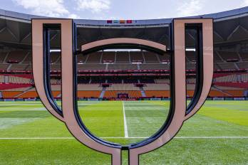 Vista del estadio La Cartuja en Sevilla antes de la final de la Copa del Rey entre el FC Barcelona y el Real Madrid.