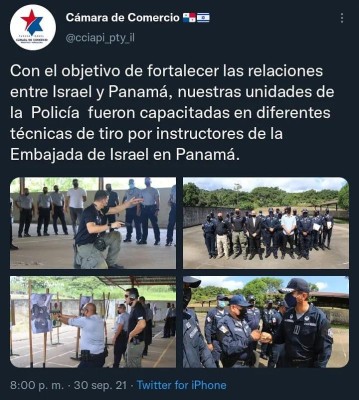 Cuenta oficial de Twitter de la Cámara de Comercio Israel - Panamá