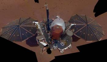 Imagen del primer selfie completo de la sonda Insight de la Nasa en Marte.