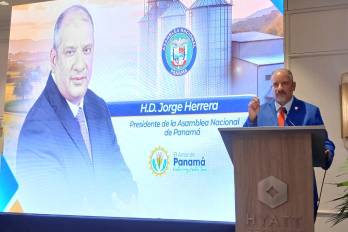 El presidente de la Asamblea Nacional, Jorge Herrera, este viernes, durante un evento de Analmo.