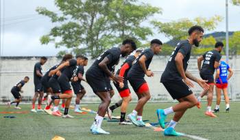 La selección de Panamá durante un entrenamiento.