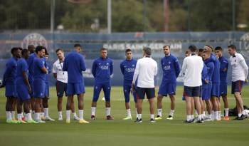 Foto de archivo de una sesión de entrenamiento del Paris Saint Germain.